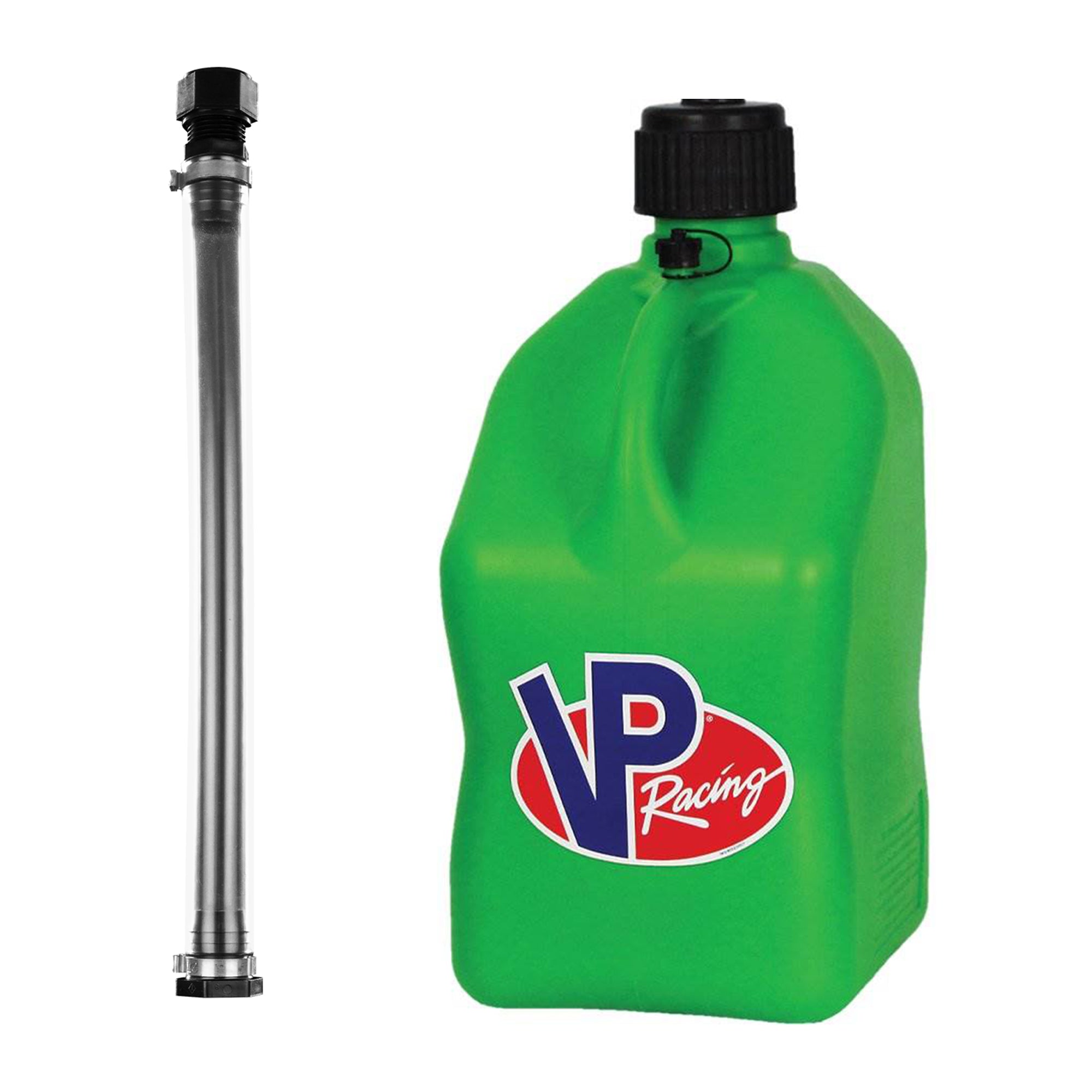 VP Racing Fuels 5 Gallon Utility Jug Can, Green + 14In Motorsport Container Hose