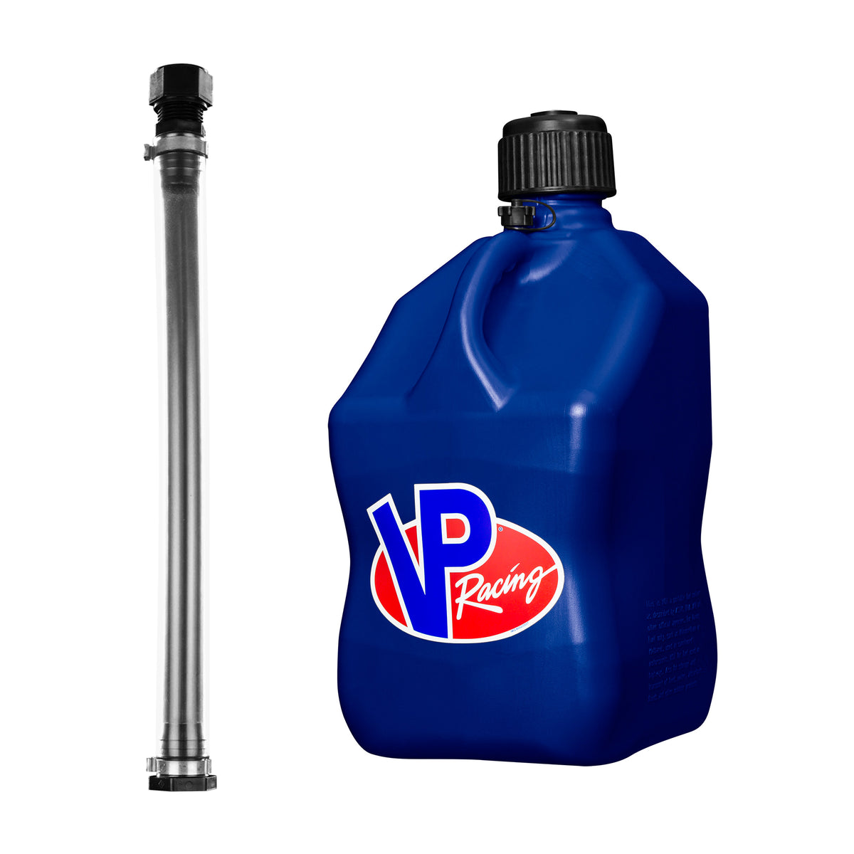 VP Racing Fuels 5 Gallon Utility Jug Can, Blue + 14In Motorsport Container Hose