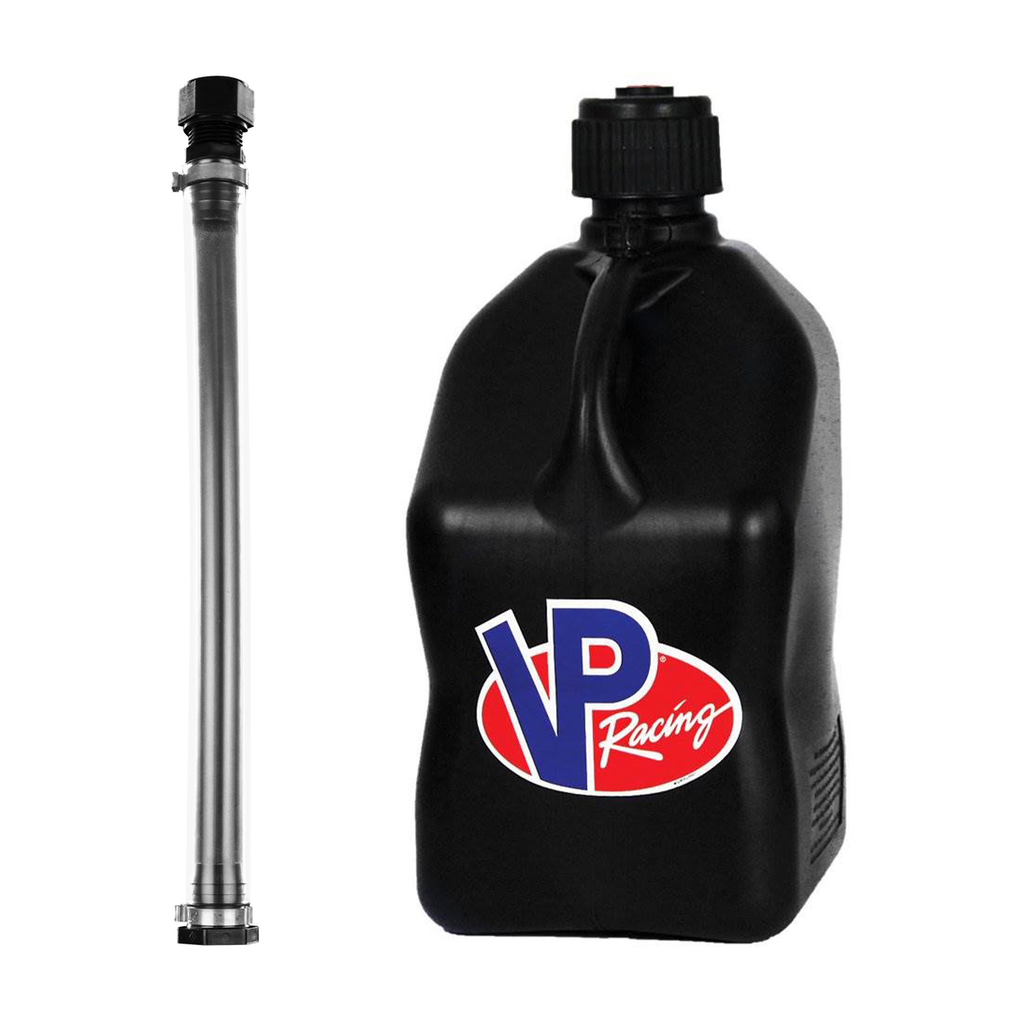 VP Racing Fuels 5 Gallon Utility Jug Can, Black + 14In Motorsport Container Hose