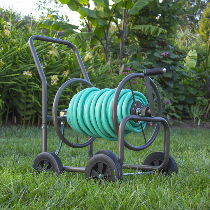 Liberty Garden 890 4 Wheel 200 Foot Lightweight Steel Frame Water Hose Reel Cart