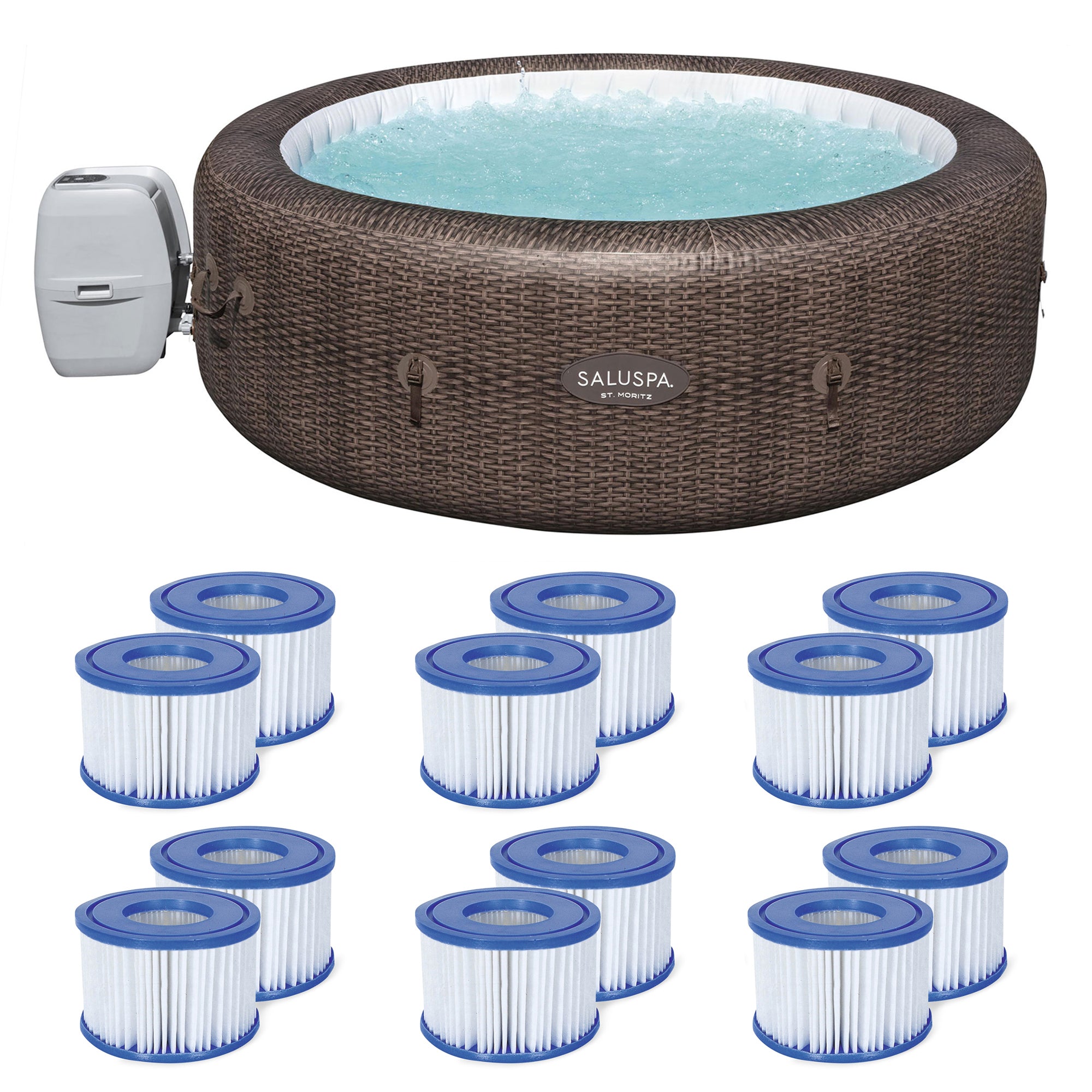 Bestway SaluSpa St Moritz Hot Tub & Coleman Filter Type VI Replacement (12 Pack)