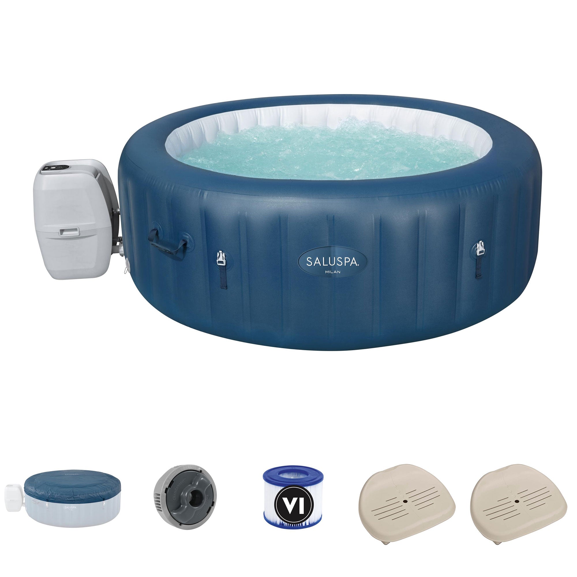 Bestway SaluSpa Milan Airjet Plus Inflatable Hot Tub with 2 PureSpa Seats - VMInnovations