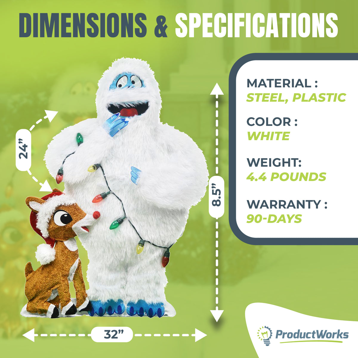 ProductWorks 32 In Rudolph and Bumble Holiday Festive Decoration (For Parts)
