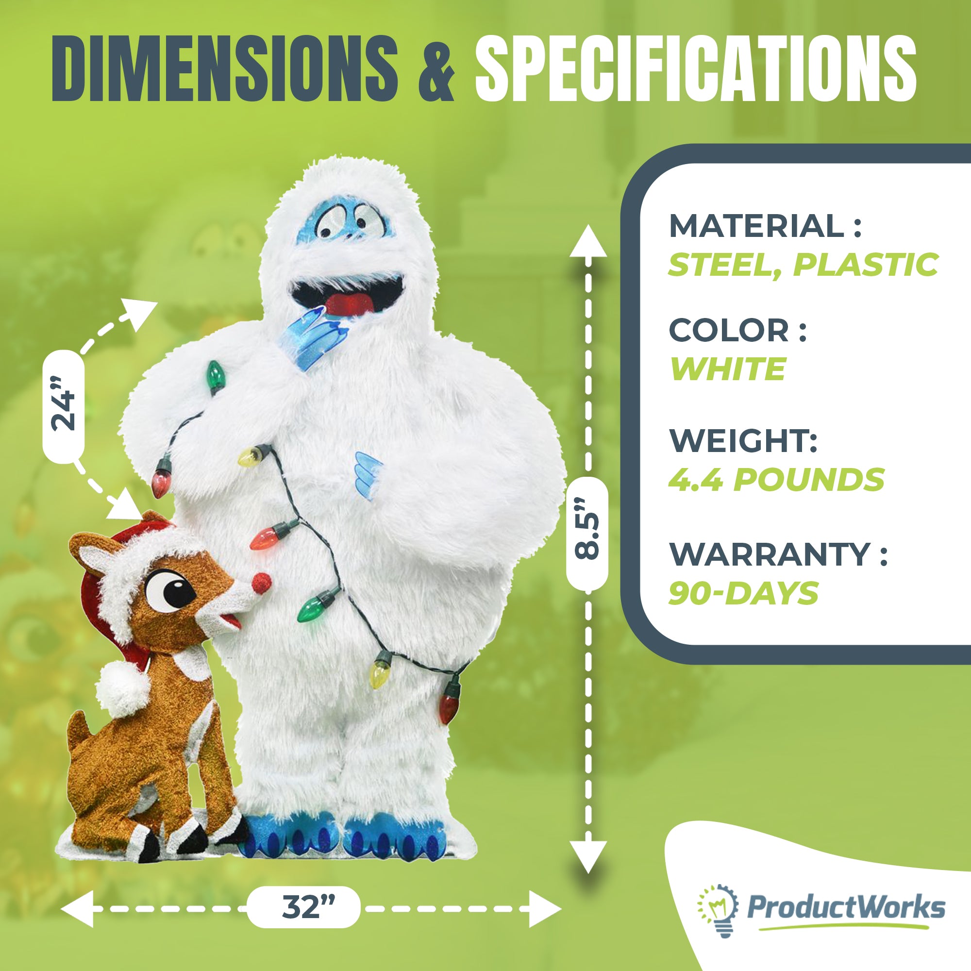 ProductWorks 32" Rudolph & Bumble Indoor/Outdoor Festive Decoration (For Parts) - VMInnovations