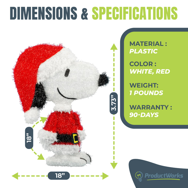 ProductWorks 18 Inch Pre-Lit LED Snoopy Santa Holiday Decoration (Open Box)