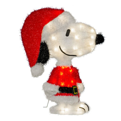 ProductWorks Peanuts 18 Inch Snoopy Santa Pre-Lit Christmas Yard Decoration