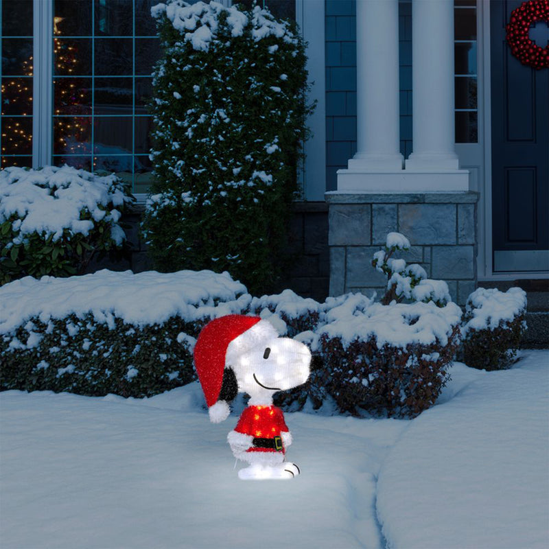 ProductWorks Peanuts 18 Inch Snoopy Santa Pre-Lit Christmas Yard Decoration