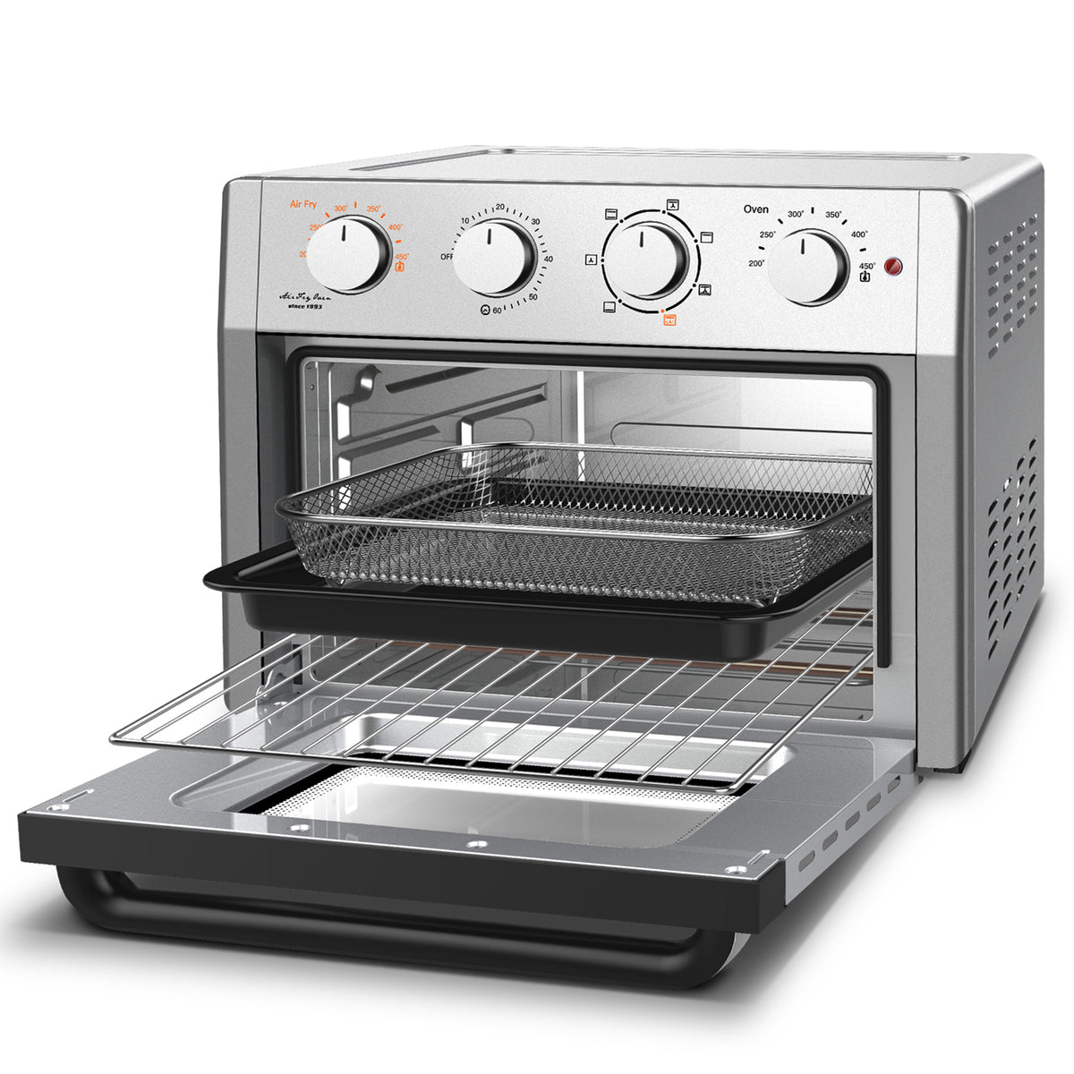 WEESTA KA23W 24 Quart Large Countertop Air Fryer Convection Oven Combo, Silver