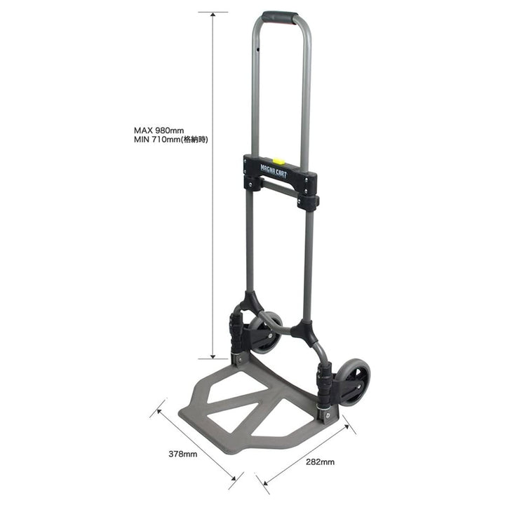 Magna Cart Personal MCI Folding Steel Hand Truck, 160lb Capacity, Silver/Black