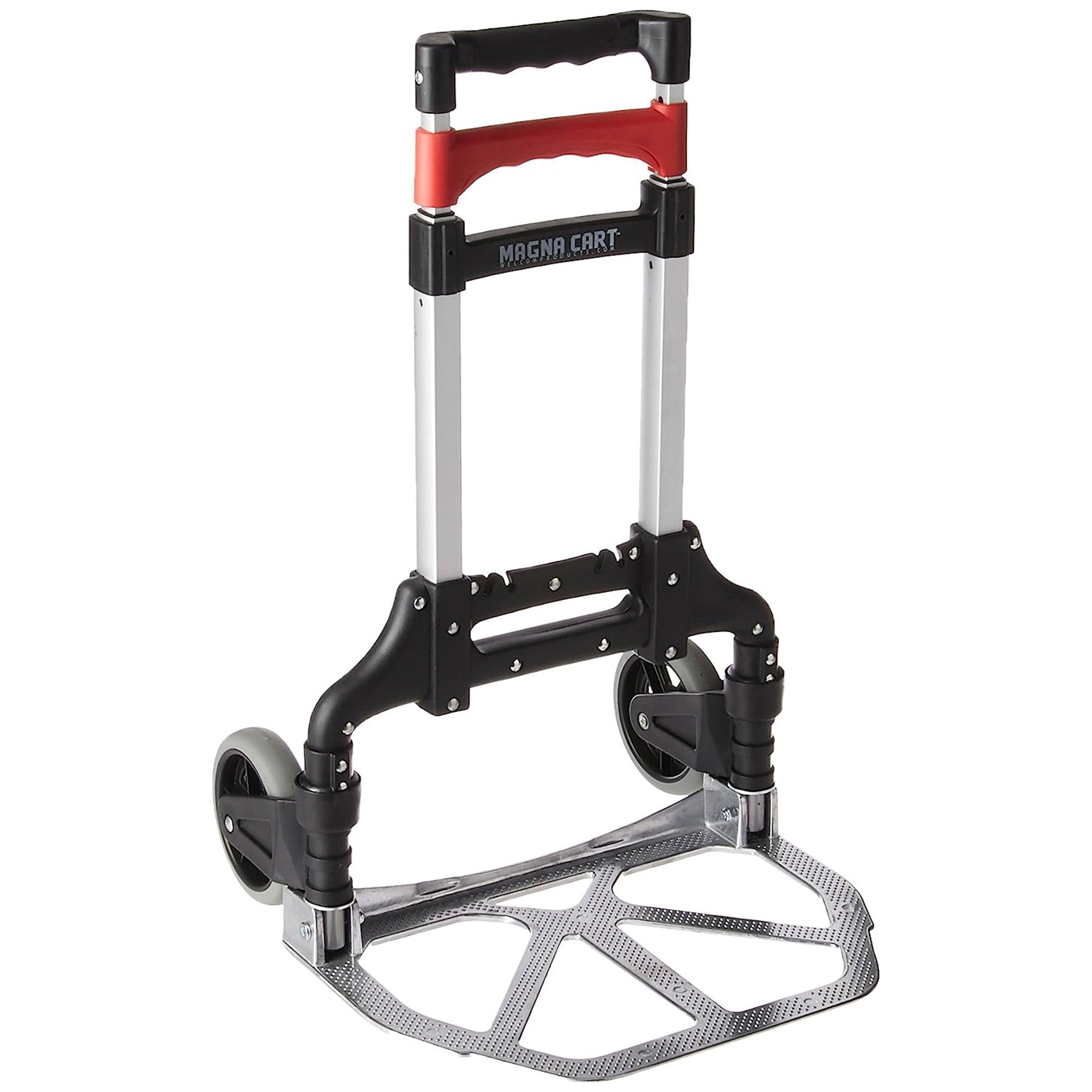 Magna Cart Personal MCX Folding Aluminum Hand Truck, 150lb Capacity, Black/Red - VMInnovations