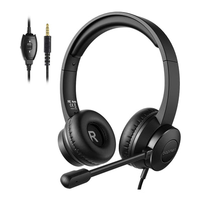 S100 Headphone with Boom Microphone Computer PC Headset, Black (Open Box)