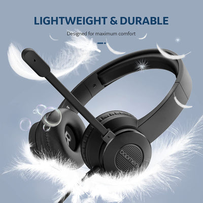 S100 Headphone with Boom Microphone Computer PC Headset, Black (Open Box)