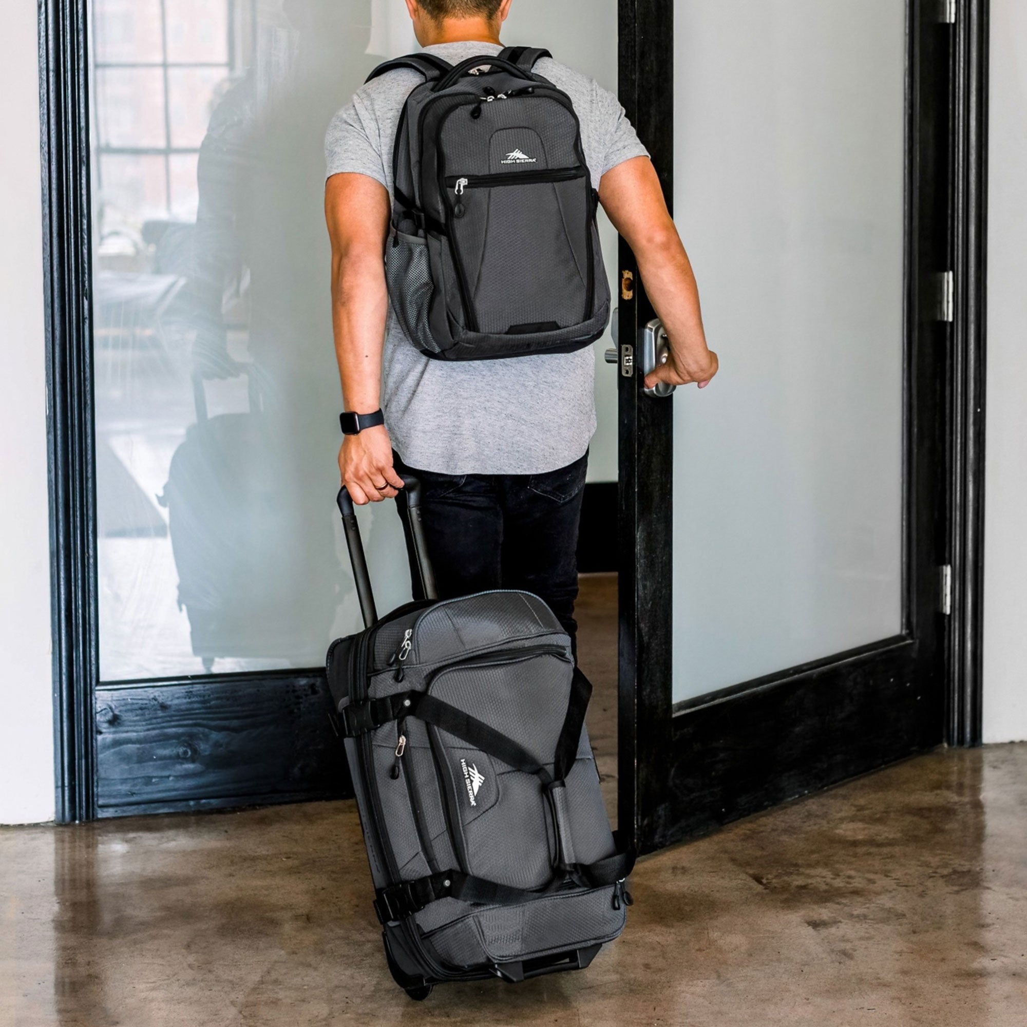 High Sierra 22 Inch Drop Bottom Wheeled Duffel Bag w/Handle, Mercury (Open Box) - VMInnovations