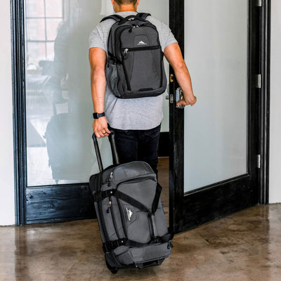 High Sierra Fairlead 22 Inch Drop Bottom Wheeled Duffel Bag with Handle, Mercury
