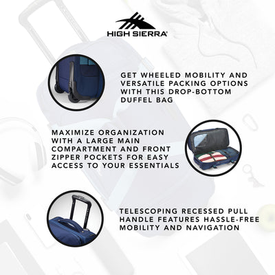 High Sierra Fairlead 22" Drop Bottom Wheeled Duffel Bag w/ Handle (Open Box) - VMInnovations