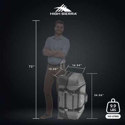 High Sierra Fairlead 34 Inch Drop Bottom Wheeled Duffel Bag with Handle, Mercury
