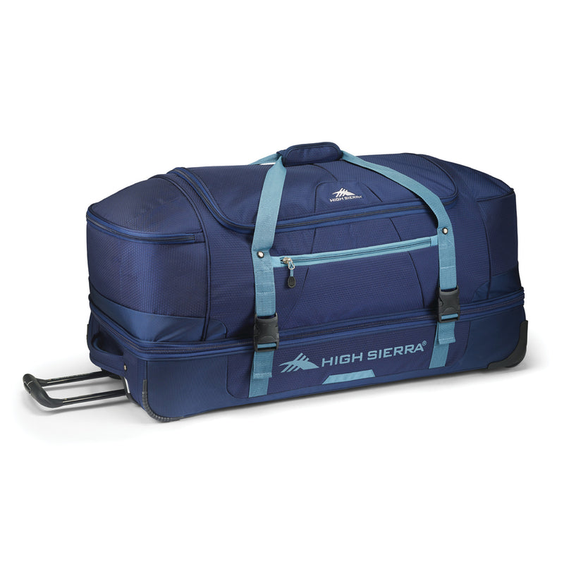 High Sierra Fairlead 34" Drop Bottom Wheeled Duffel Bag w/ Handle, Graphite Blue