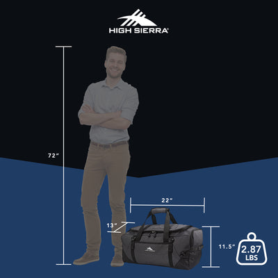 High Sierra Fairlead Zipper Closure Travel Duffel Backpack with Handle, Black