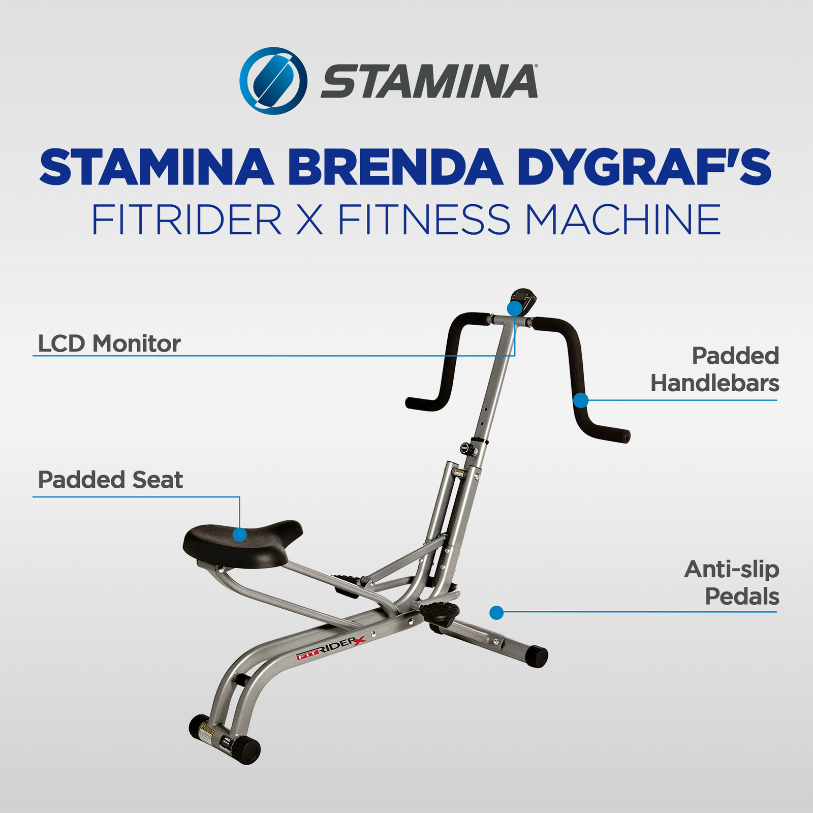 Stamina Products 25-1113 Brenda DyGraf FitRider X Machine w/ Electronic Monitor - VMInnovations
