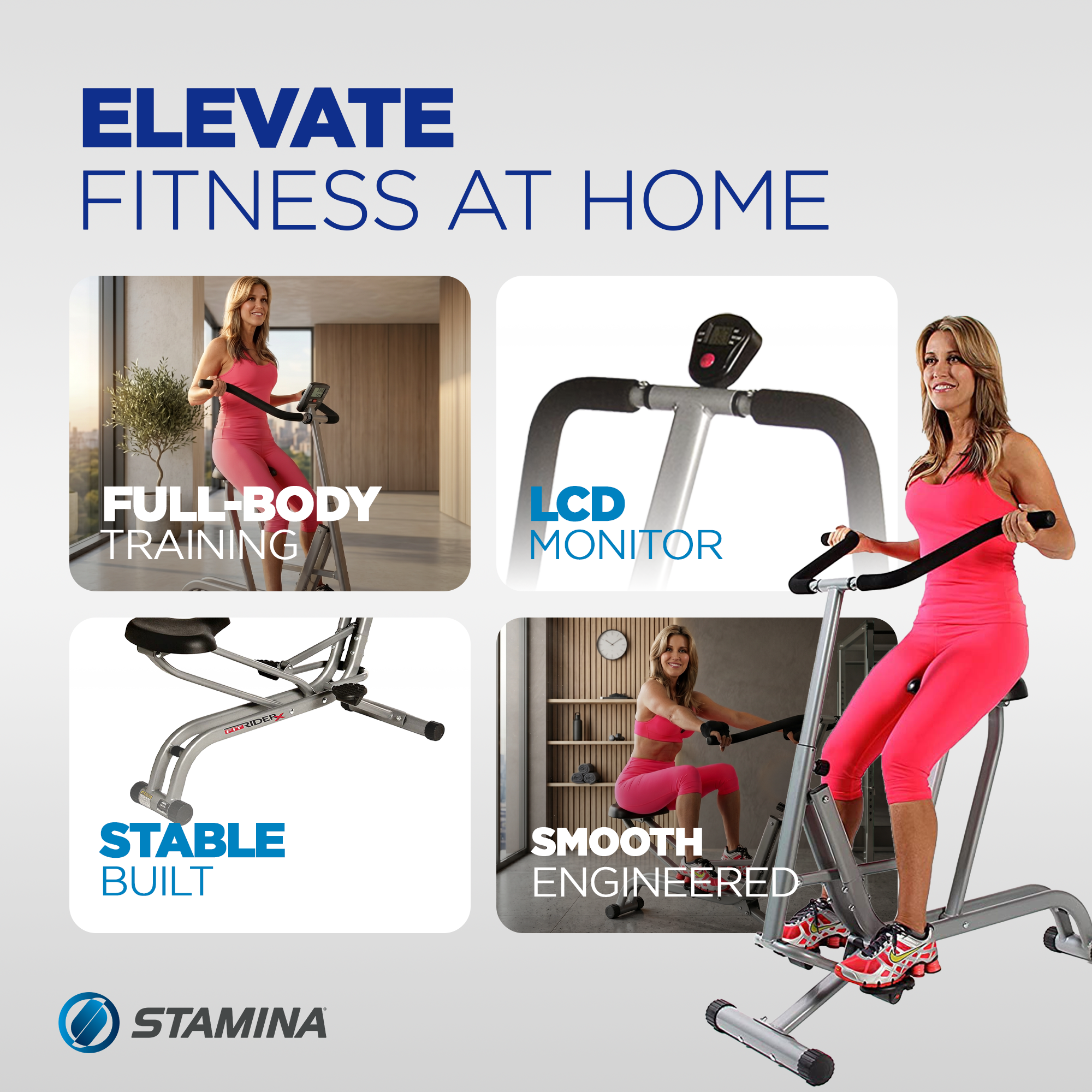 Stamina Products 25-1113 Brenda DyGraf FitRider X Machine w/ Electronic Monitor - VMInnovations