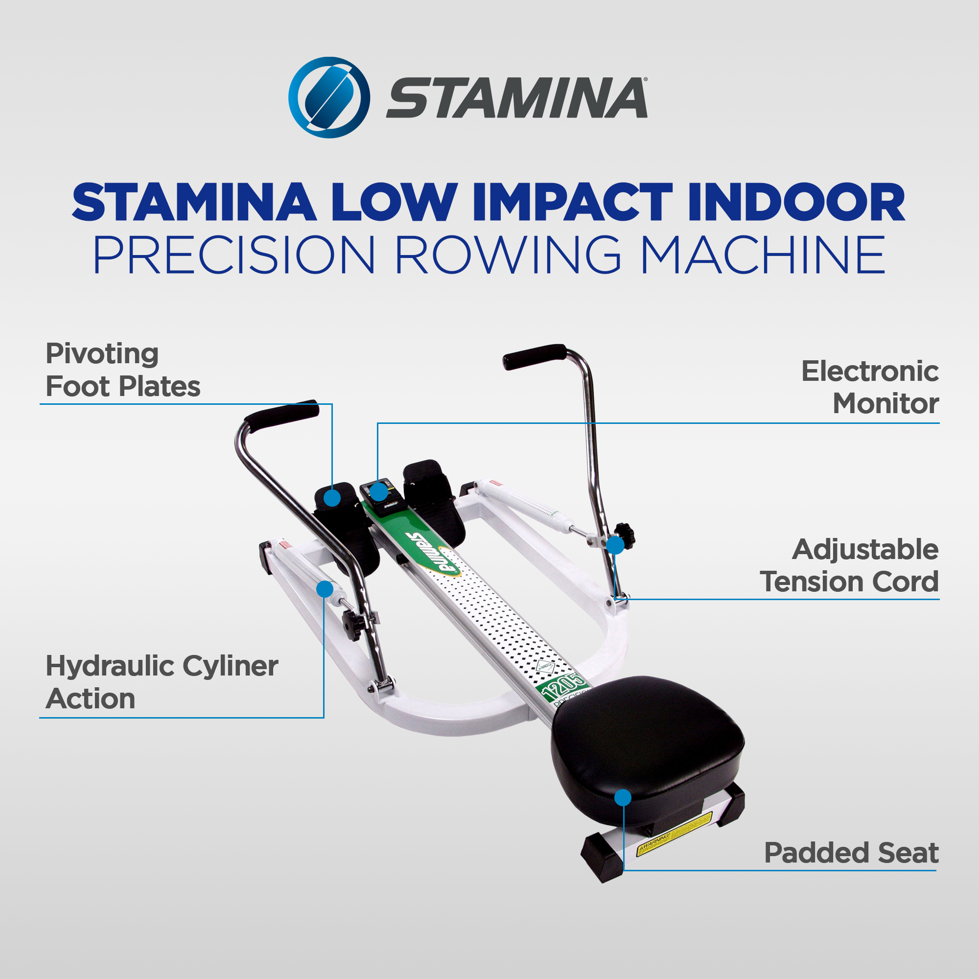 Stamina Products 35-1205 Low Impact Indoor Home Fitness Precision Rowing Machine - VMInnovations
