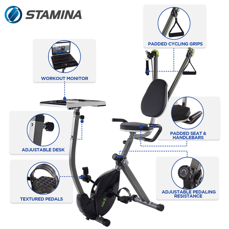 Stamina Products 85-2449 Wirk Ride Exercise Bike Workstation and Standing Desk