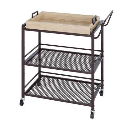 Bestier 3 Tier Heavy Rolling Kitchen Storage Cart with Serving Tray (Open Box)