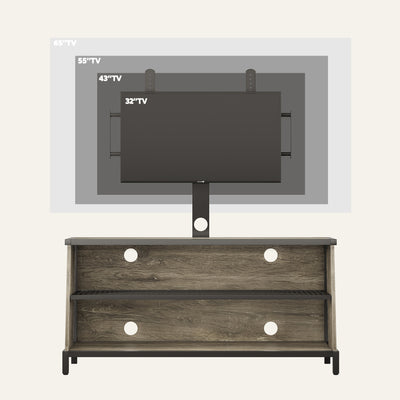 Bestier Trapezoid Frame TV Stand with Shelf & LED Lights, 45", Vintage Dark Grey