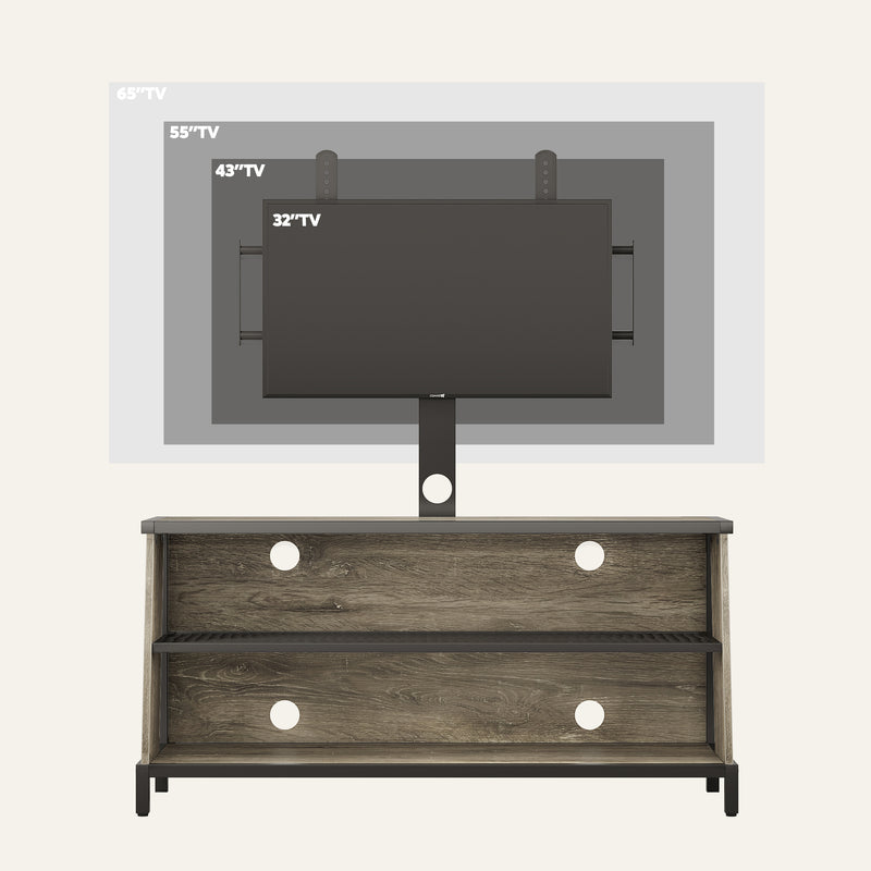 Bestier Trapezoid Frame TV Stand with Shelf & LED Lights, 45", Vintage Dark Grey