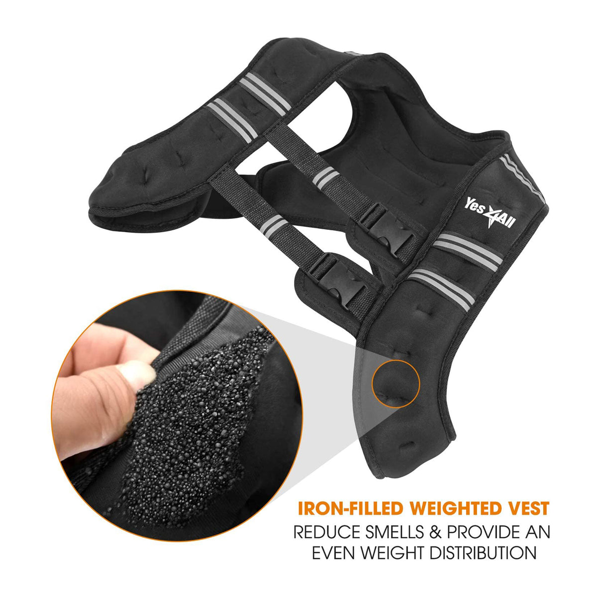 Yes4All Unisex Weighted Strength Training Workout Cardio Vest, 6 Pounds, Black