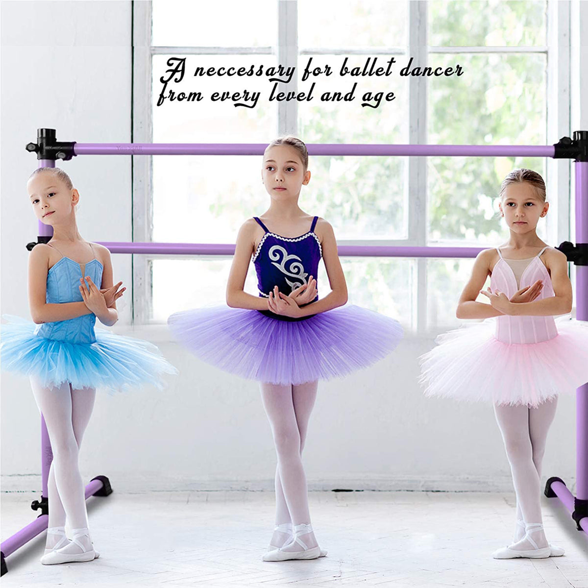 Yes4All 6' Portable Aluminum Freestanding Premium Ballet Barre, Auberine Purple