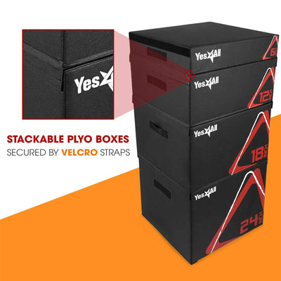 Yes4All Soft Stackable Plyometric Exercise Interval Training Jump Box, 6", Black