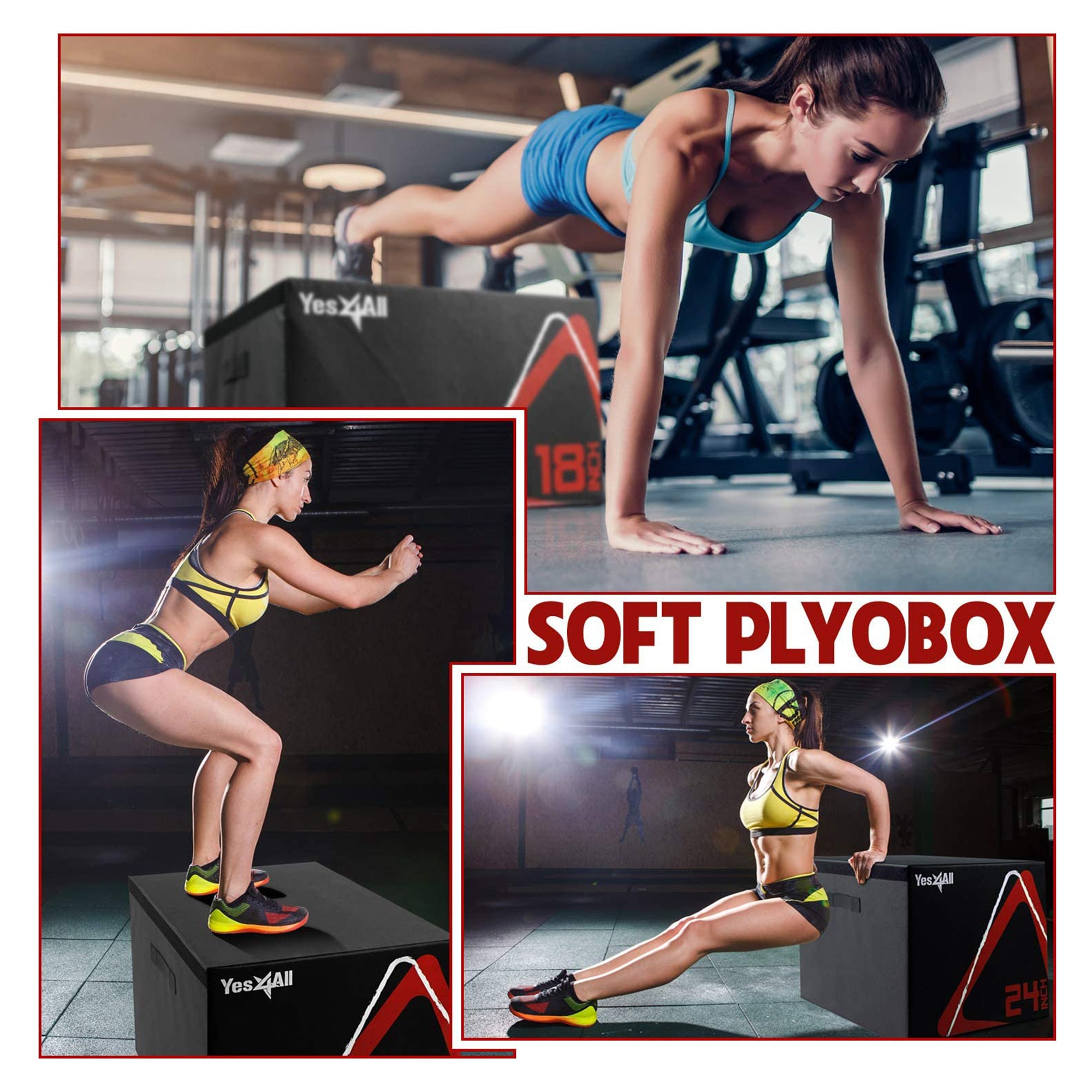 Yes4All Soft Stackable Plyometric Exercise Interval Training Jump Box, 6", Black
