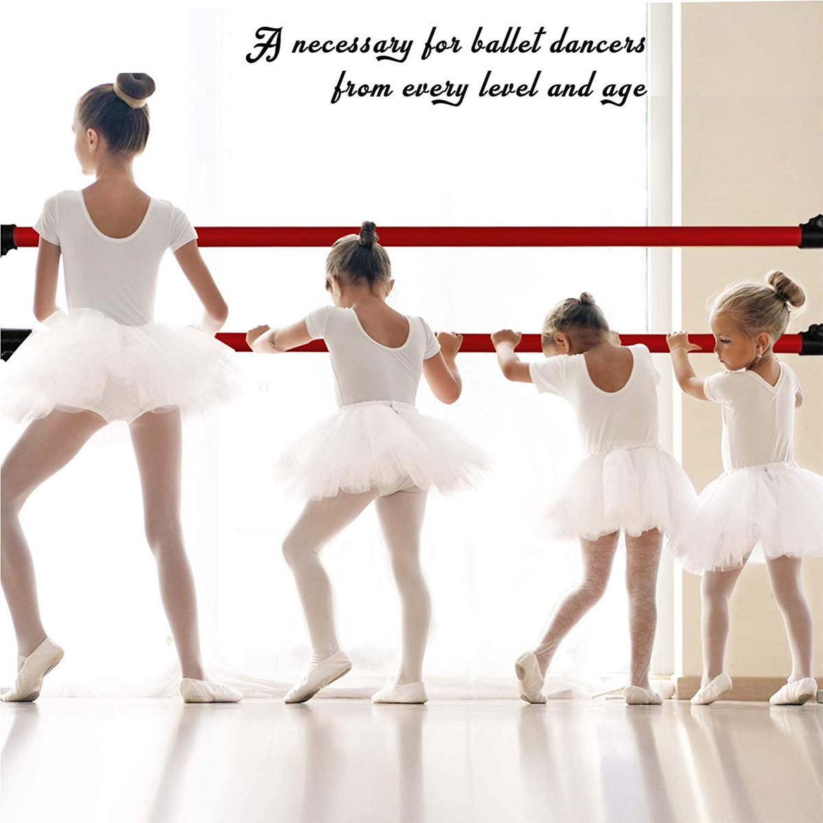 Yes4All 7 Foot Portable Aluminum Freestanding Premium Ballet Barre, Burgundy Red