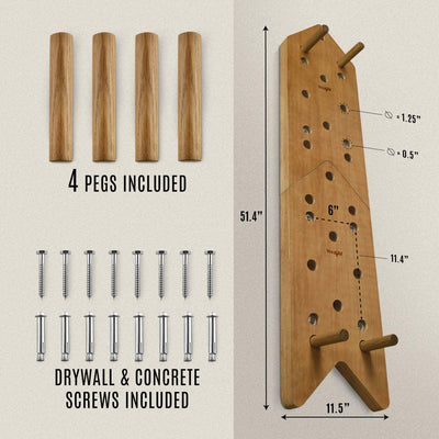 Yes4All Wooden Peg Upper Body and Endurance Hanging Climbing Board, 2 piece