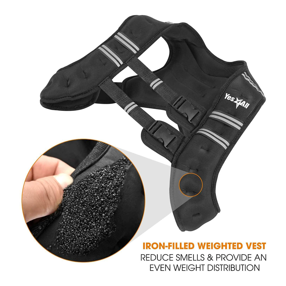 Yes4All Unisex 14 Pound Weighted Strength Training Vest w/Ankle Weights, Black