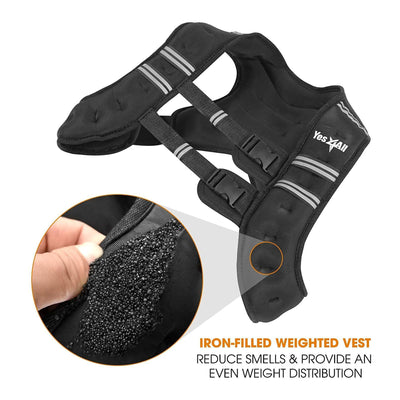 Yes4All Unisex 16 Pound Weighted Strength Training Vest w/Ankle Weights, Black