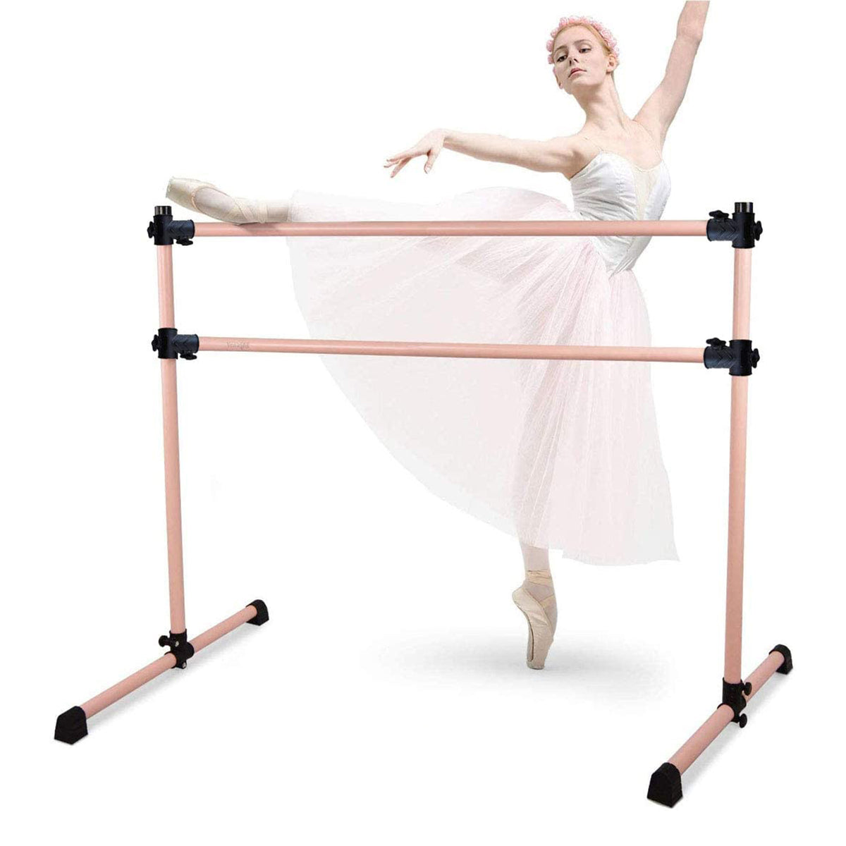 Yes4All 7 Foot Portable Aluminum Freestanding Premium Ballet Barre, Rose Gold