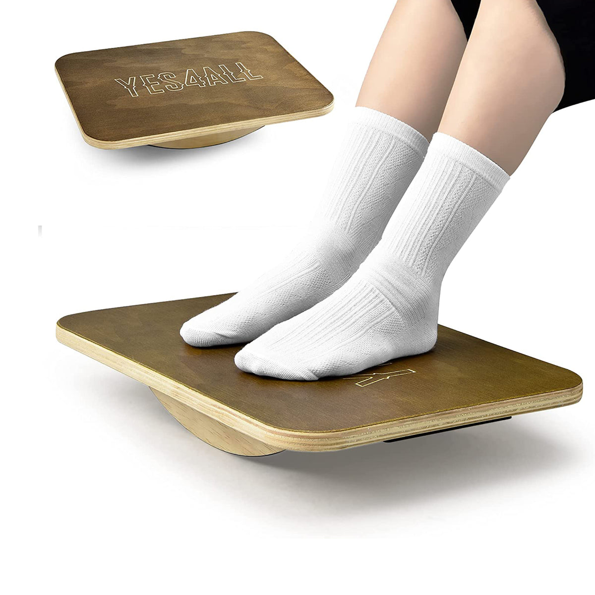 Yes4All 17.5 Inch Professional Exercise Wooden Balance Rocker & Foot Rest Board