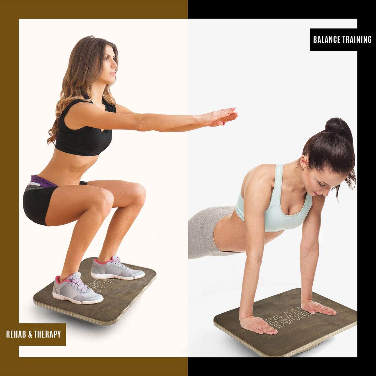 Yes4All 17.5 Inch Professional Exercise Wooden Balance Rocker & Foot Rest Board