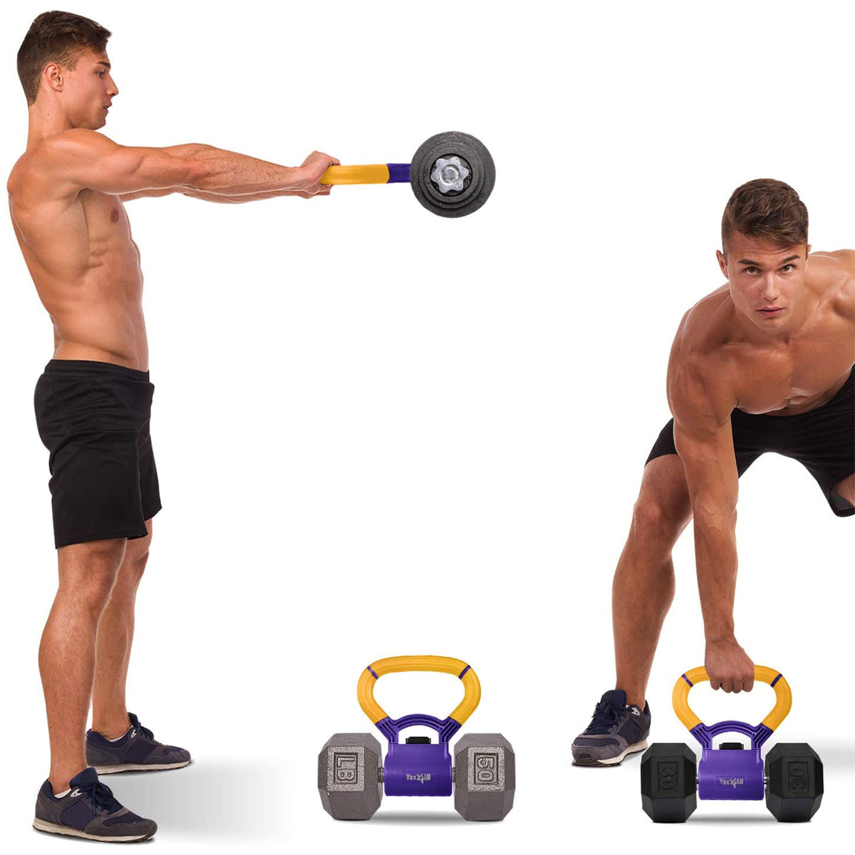 Yes4All Portable Weight Training Kettlebell Grip Dumbbell Attachment, Purple