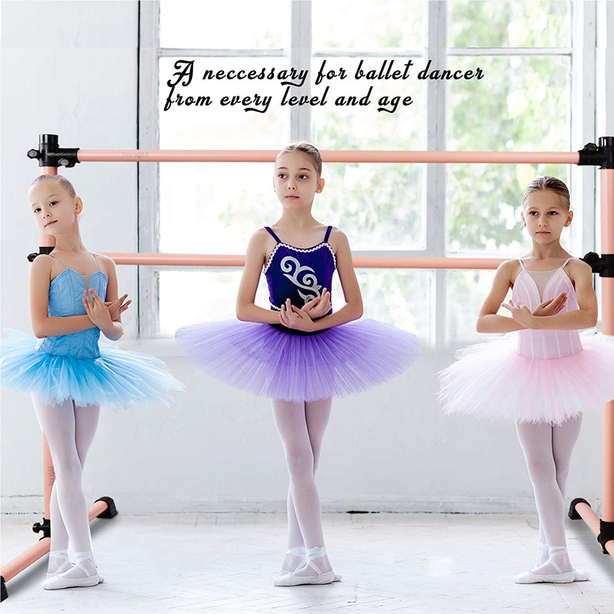 Yes4All 6 Foot Portable Aluminum Freestanding Premium Ballet Barre, Rose Gold