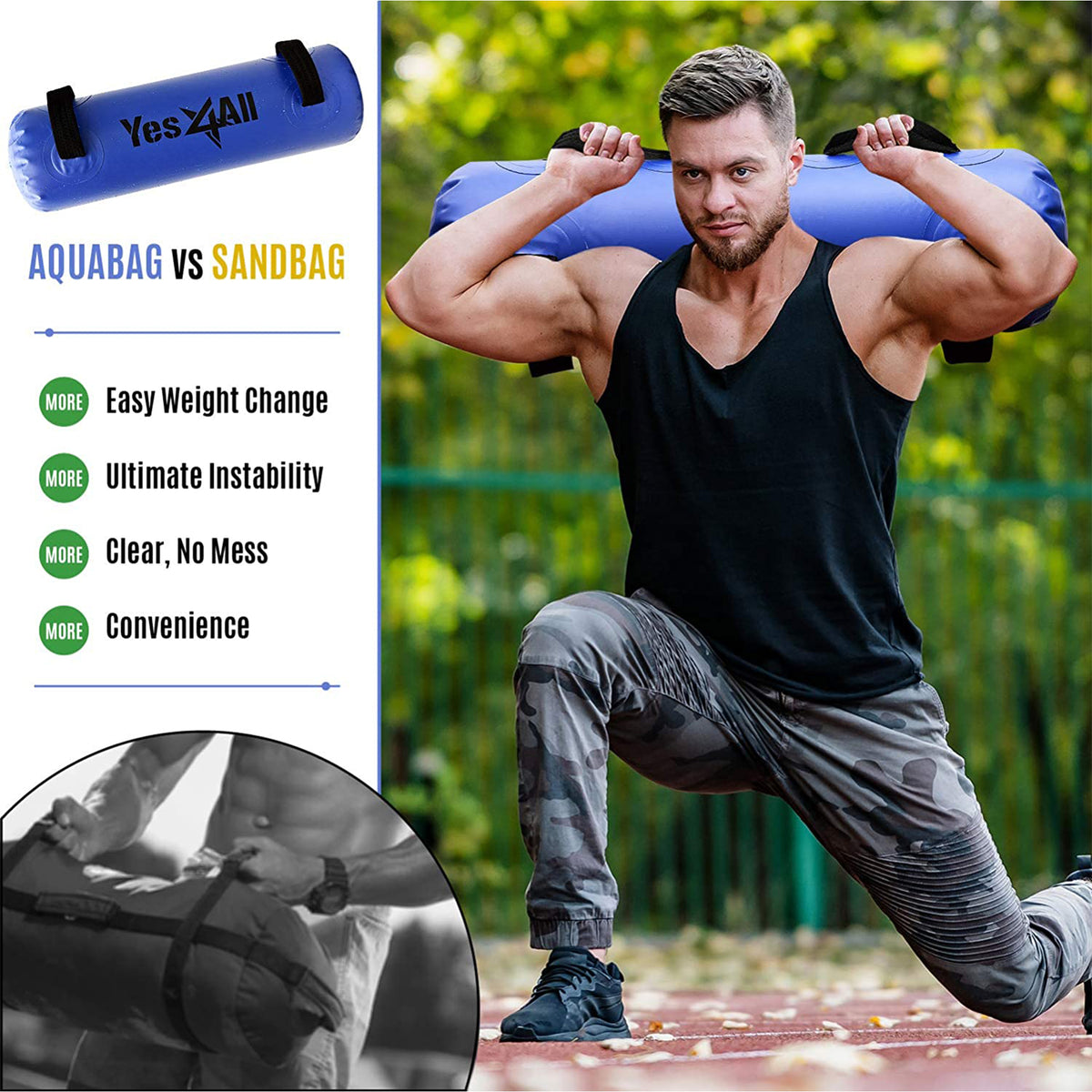 Yes4All 80 Pound Aqua Training Gym Exercise Weight Bag for Full Body Training