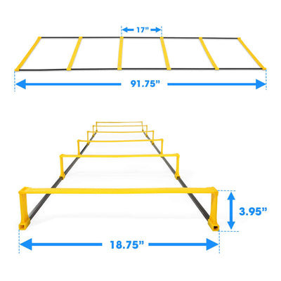 Yes4All Agility Elevation Hurdles Speed Ladder Equipment w/Bag, 6 Rung, Yellow