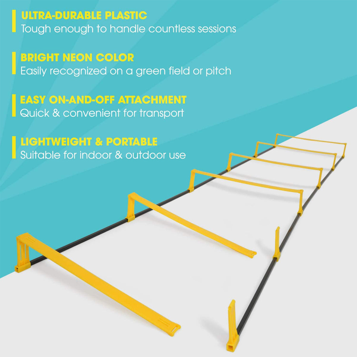 Yes4All Agility Elevation Hurdles Speed Ladder Equipment w/Bag, 6 Rung, Yellow