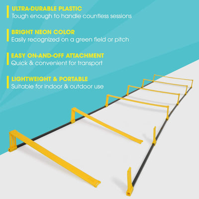 Yes4All Agility Elevation Hurdles Speed Ladder Equipment w/Bag, 6 Rung, Yellow