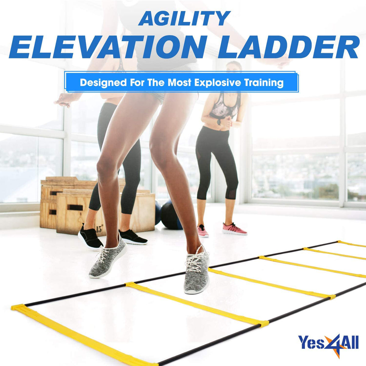 Yes4All Agility Elevation Hurdles Speed Ladder Equipment w/Bag, 6 Rung, Yellow