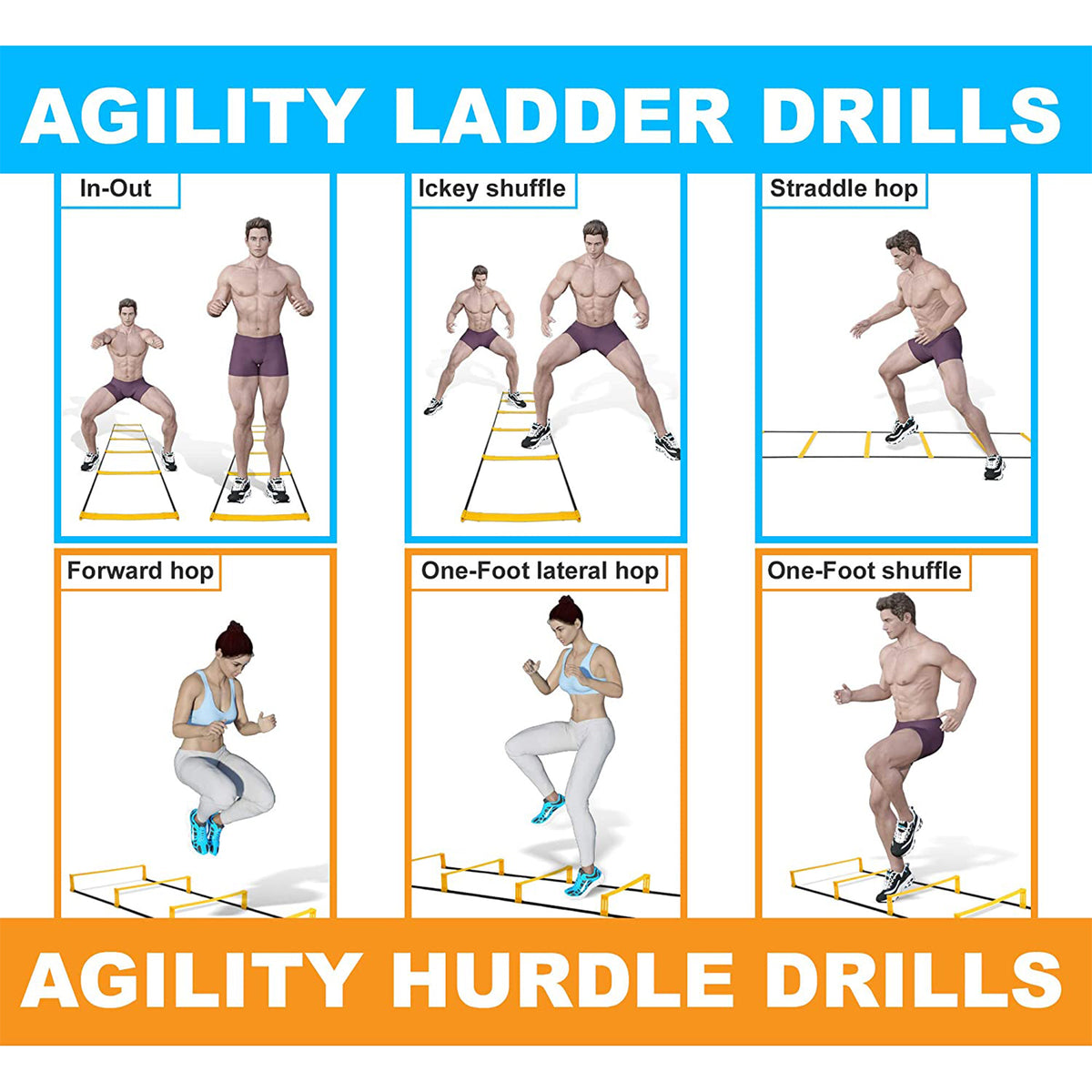 Yes4All Agility Elevation Hurdles Speed Ladder Equipment w/Bag, 6 Rung, Yellow