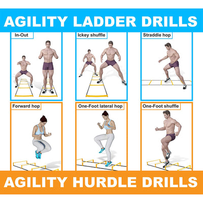 Yes4All Agility Elevation Hurdles Speed Ladder Equipment w/Bag, 6 Rung, Yellow
