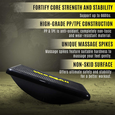 Yes4All 14.5 Inch Professional Exercise Balance Rocker & Foot Rest Board, Black